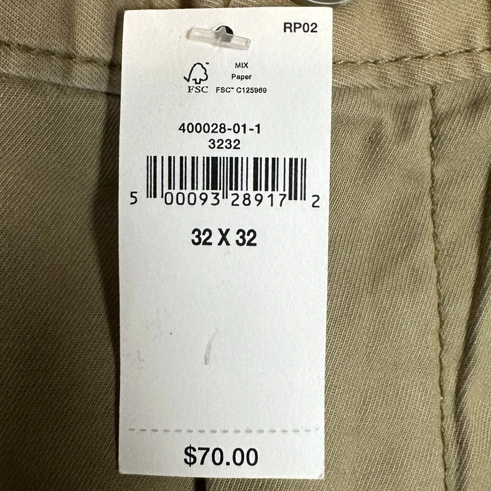 NEW Banana Republic Pants Mens 32X32 Tan Lived-In Chino Athletic Fit Tapered Leg